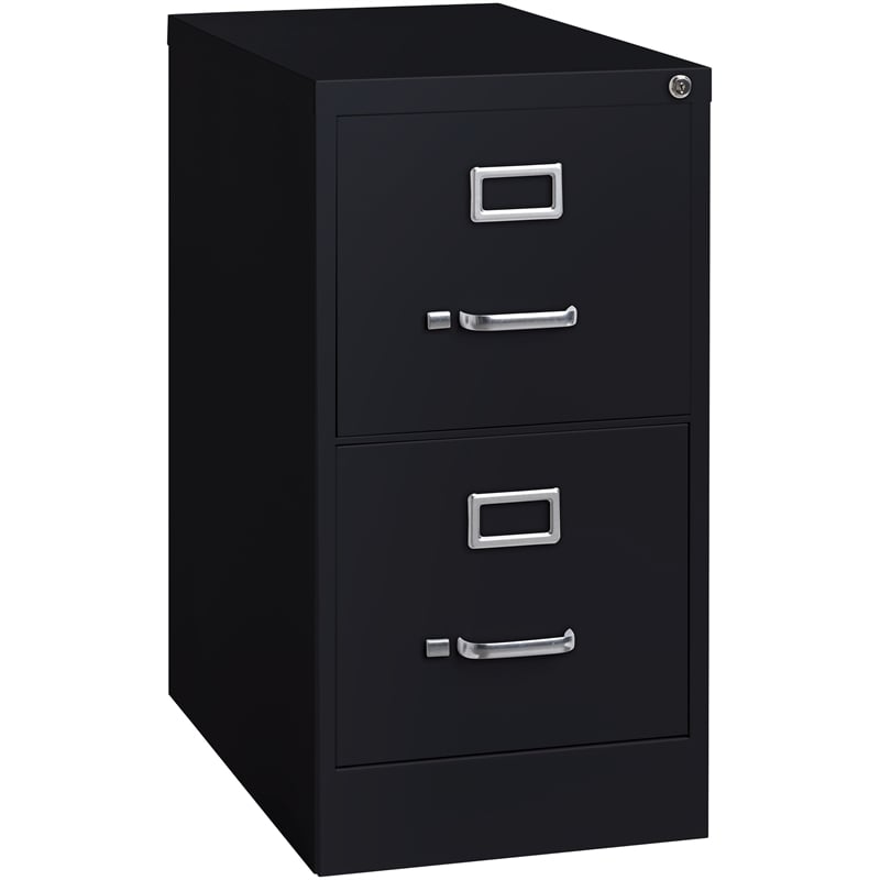 Pemberly Row Modern 2-Drawers Vertical Black Metal Filing Cabinet Pre-assembled