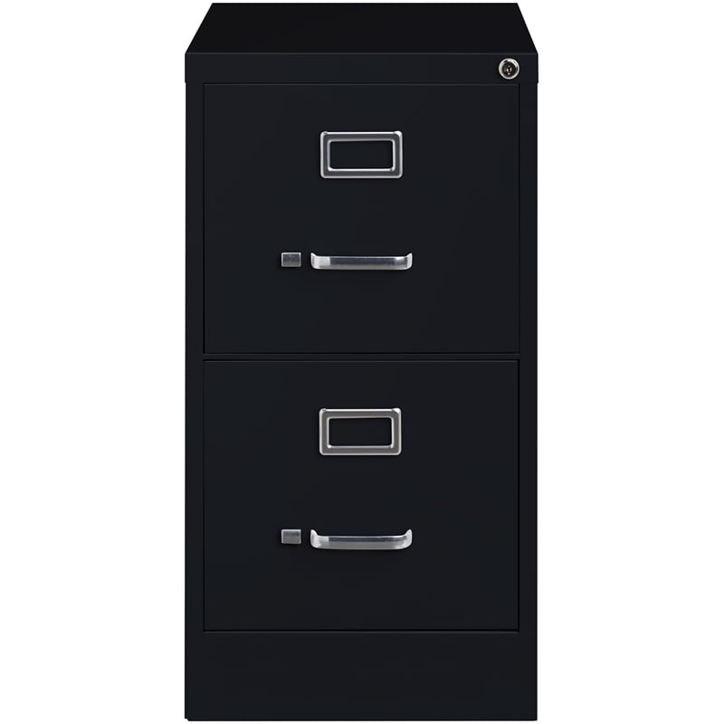 Pemberly Row Modern 2-Drawers Vertical Black Metal Filing Cabinet Pre-assembled