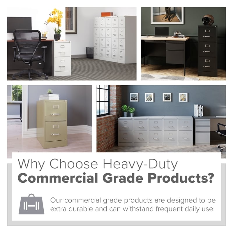 Pemberly Row Modern 2-Drawers Vertical Black Metal Filing Cabinet Pre-assembled