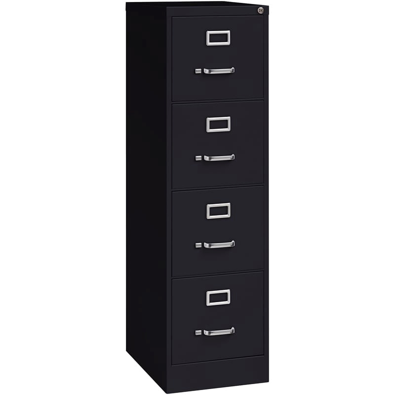 Pemberly Row Modern 4-Drawers Vertical Black Metal Filing Cabinet Pre-assembled