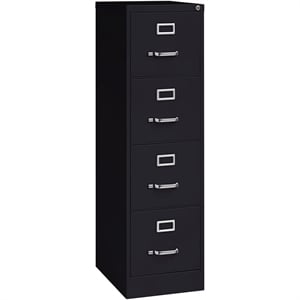 Pemberly Row Modern 4-Drawers Vertical Black Metal Filing Cabinet Pre-assembled
