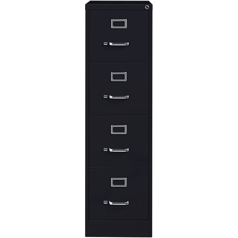 Pemberly Row Modern 4-Drawers Vertical Black Metal Filing Cabinet Pre-assembled