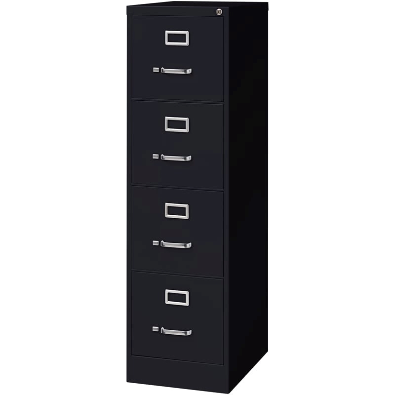 Pemberly Row Modern 4-Drawers Vertical Black Metal Filing Cabinet Pre-assembled