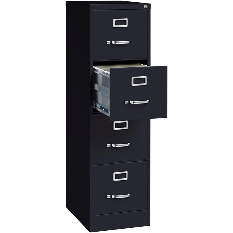 Pemberly Row Modern 4-Drawers Vertical Black Metal Filing Cabinet Pre-assembled