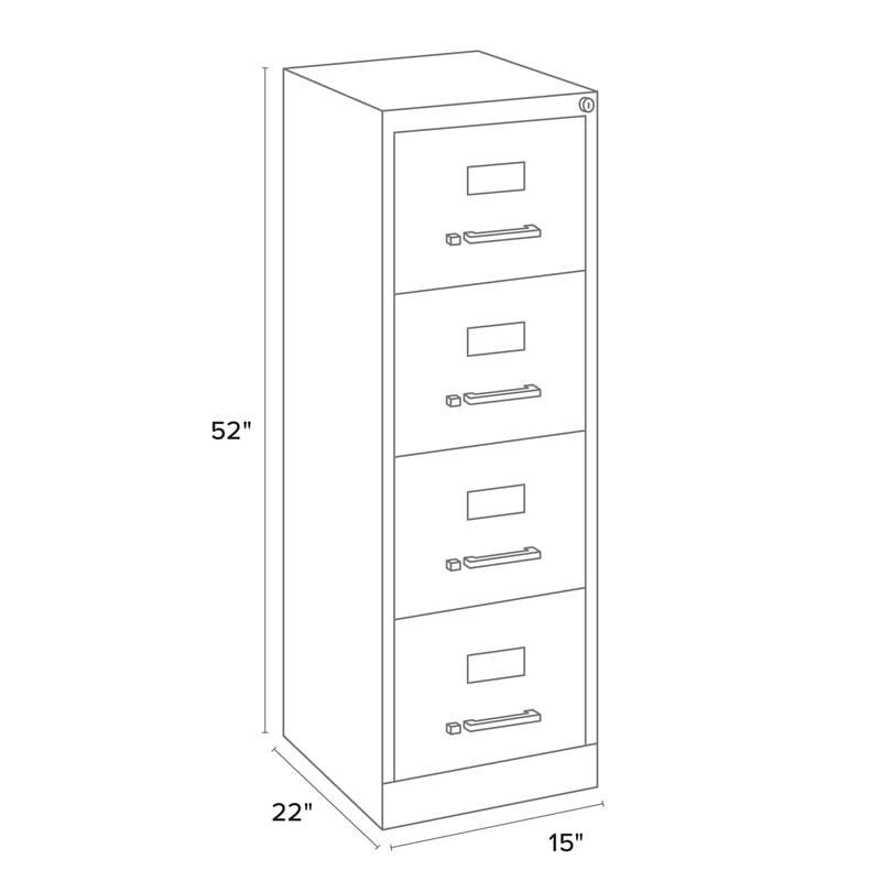 Pemberly Row Modern 4-Drawers Vertical Black Metal Filing Cabinet Pre-assembled