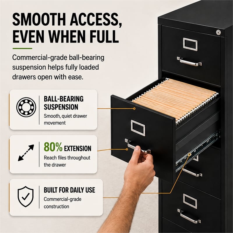 Pemberley Row Metal Black Filing Cabinet Vertical 52