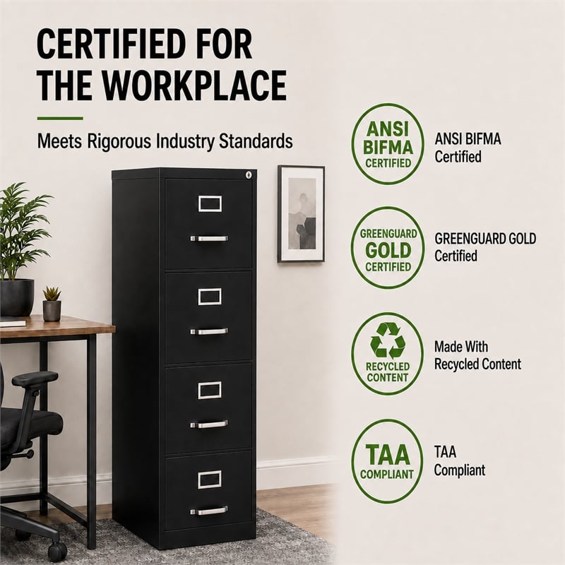 Pemberley Row Metal Black Filing Cabinet Vertical 52