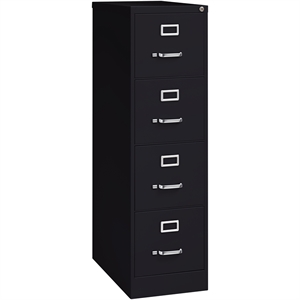 Pemberly Row 26.5&quot 4-Drawer Metal Letter Width Vertical Filing Cabinet in Black