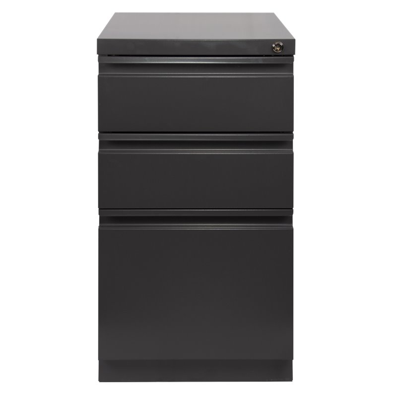 Pemberly Row Mobile 3 Drawer File Cabinet in Black 