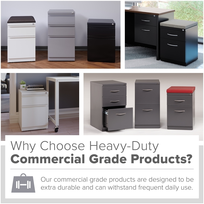 Pemberly Row 3 Drawers Vertical Black Metal Filing Cabinet Pre-assembled