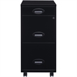 Pemberly Row 3 Drawers Vertical Black Metal Filing Cabinet Pre-assembled