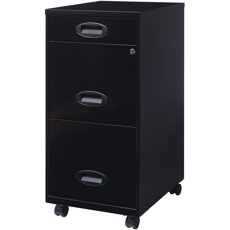 Pemberly Row 3 Drawers Vertical Black Metal Filing Cabinet Pre-assembled