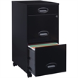 Pemberly Row 3 Drawers Vertical Black Metal Filing Cabinet Pre-assembled