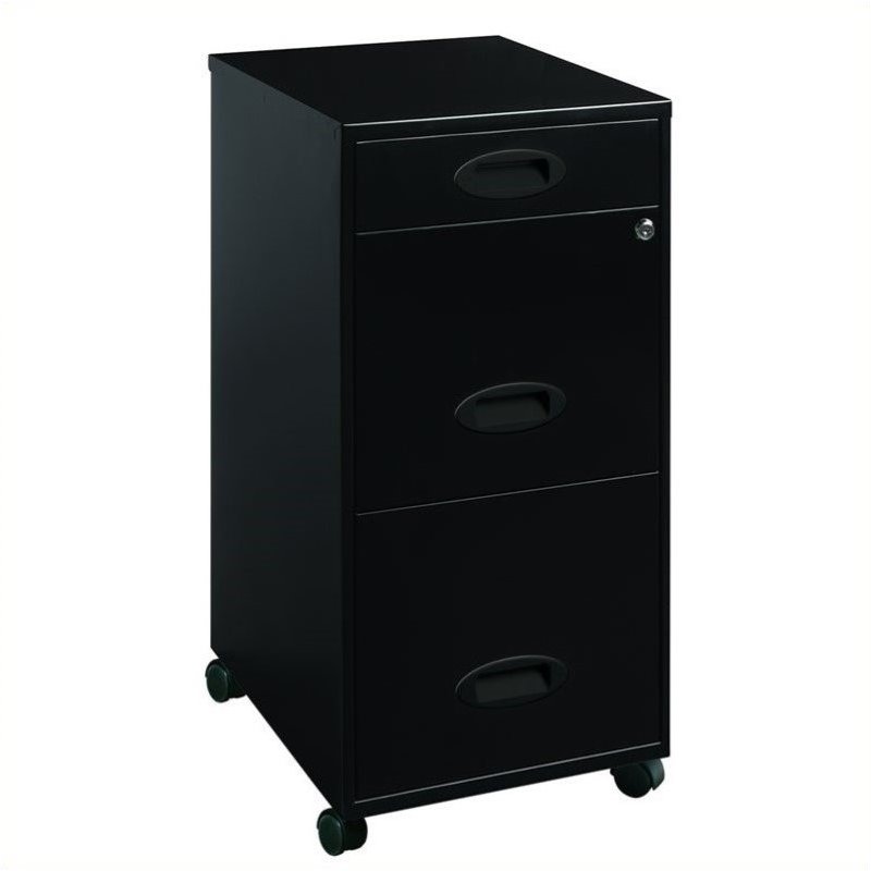 Pemberly Row Mobile 3 Drawer File Cabinet In Black