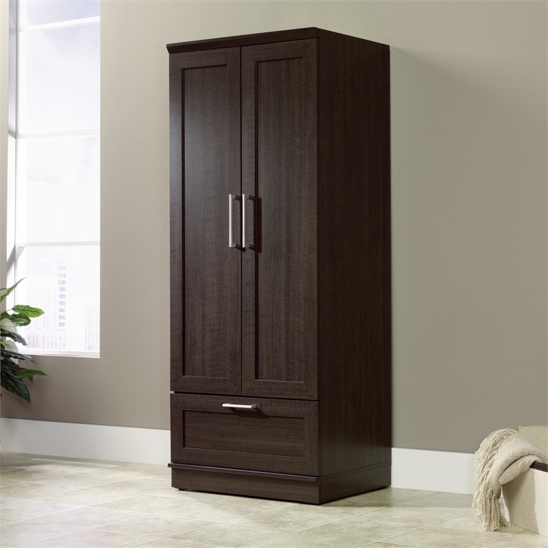Pemberly Row Modern Engineered Wood Wardrobe Armoire with 1-Drawer in Dakota Oak