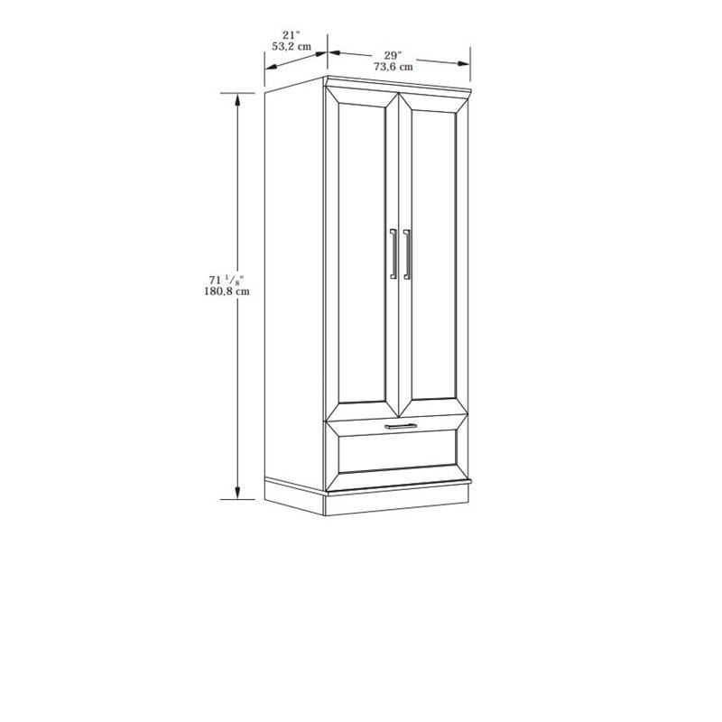 Pemberly Row Modern Engineered Wood Wardrobe Armoire with 1-Drawer in Dakota Oak