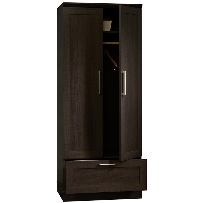 Pemberly Row Modern Engineered Wood Wardrobe Armoire with 1-Drawer in Dakota Oak
