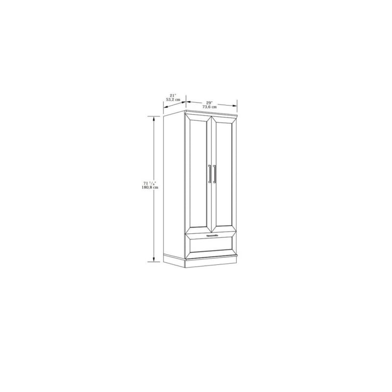 Pemberly Row 2-Drawer Wood Wardrobe Armoire with Drawer in Sienna Oak