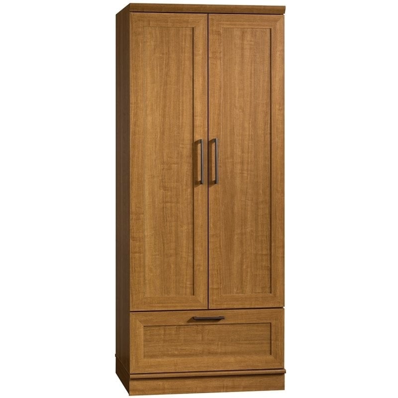 Pemberly Row 2-Drawer Wood Wardrobe Armoire with Drawer in Sienna Oak