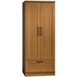 Pemberly Row 2-Drawer Wood Wardrobe Armoire with Drawer in Sienna Oak