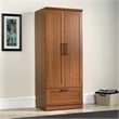 Pemberly Row 2-Drawer Wood Wardrobe Armoire with Drawer in Sienna Oak