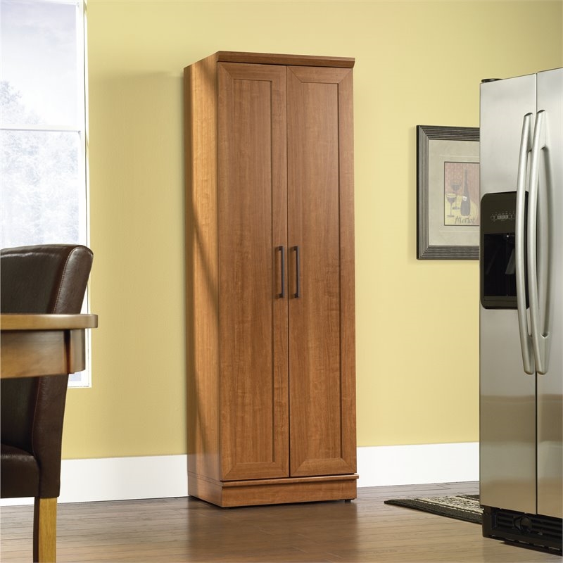 Pemberly Row Mid-Century Engineered Wood Storage Cabinet in Oak