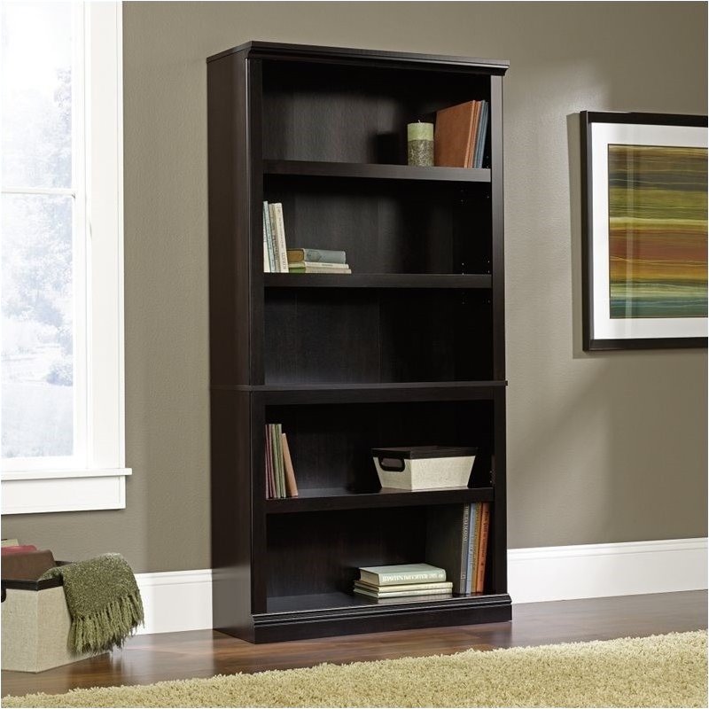 Pemberly Row 5 Shelf Bookcase in Estate Black Finish - PR ...