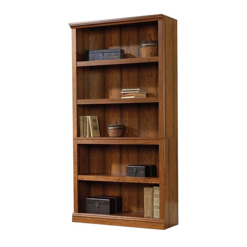 Pemberly Row 5-Shelf Modern Engineered Wood Bookcase in Washington Cherry