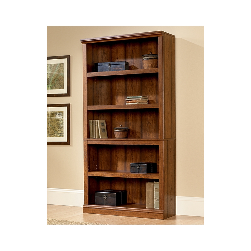 Pemberly Row 5-Shelf Modern Engineered Wood Bookcase in Washington Cherry
