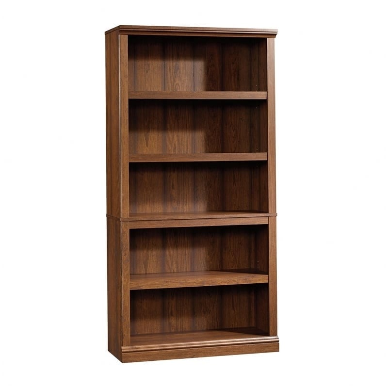 Pemberly Row 5-Shelf Modern Engineered Wood Bookcase in Washington Cherry