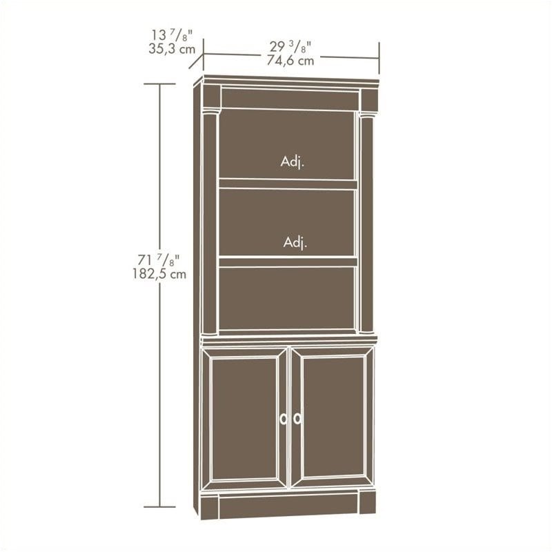 Pemberly Row Library Bookcase with Doors in Select Cherry