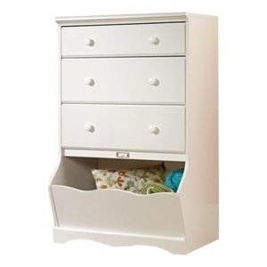 pemberly row 3 drawer chest in soft white finish