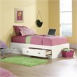 Pemberly Row Contemporary Wood Twin Size Mates Bed in Soft White