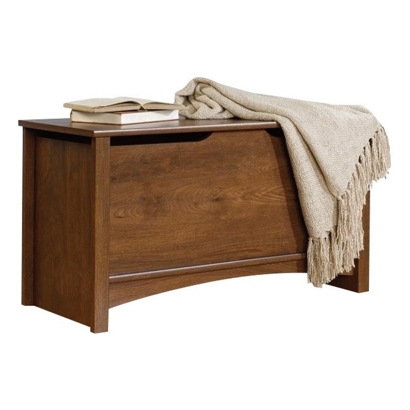 Pemberly Row Farmhouse Engineered Wood Storage Chest in Oiled Oak