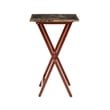 Pemberly Row 5-Piece Wood Folding Tray Table Set with Stand in Brown
