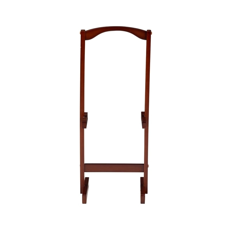 Pemberly Row 5-Piece Wood Folding Tray Table Set with Stand in Brown
