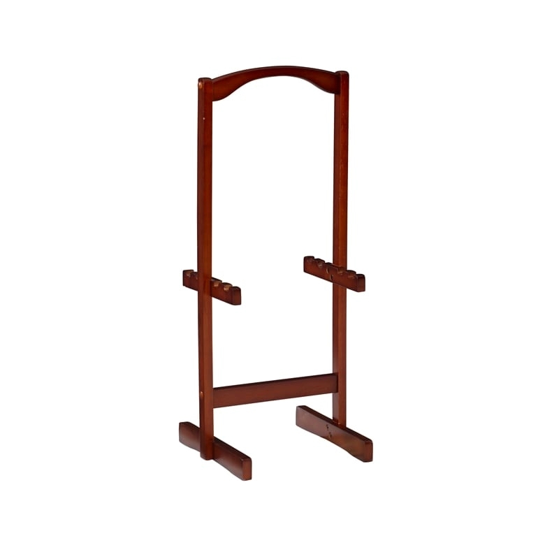 Pemberly Row 5-Piece Wood Folding Tray Table Set with Stand in Brown