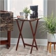 Pemberly Row 5-Piece Wood Folding Tray Table Set with Stand in Brown