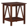 Pemberly Row Solid Ellotis Pine Wood End Table in Antique Tobacco Brown
