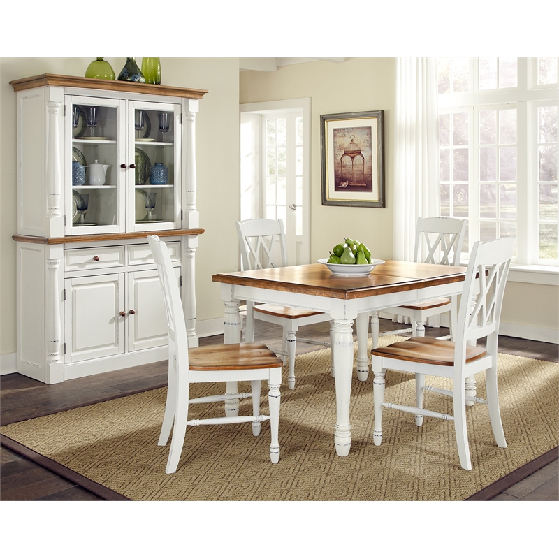 Pemberly Row 5 Piece Dining Set in White and Oak Finish