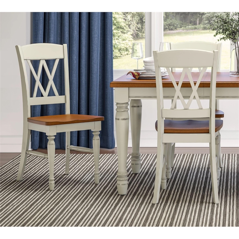 Pemberly Row 5 Piece Dining Set in White and Oak Finish