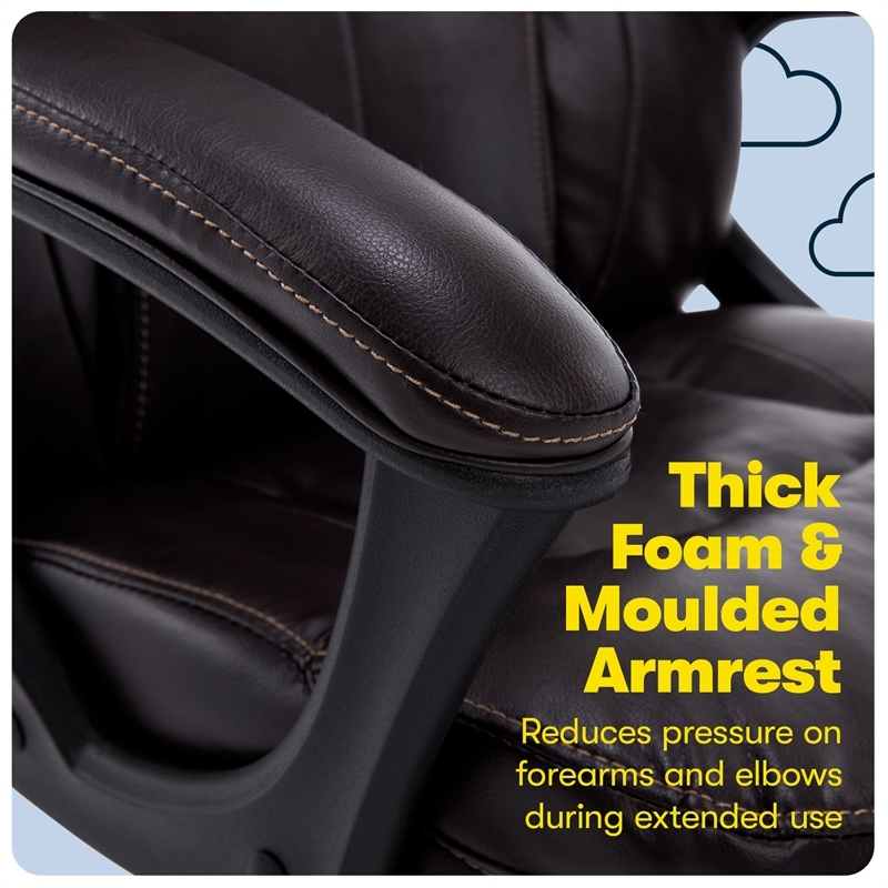 Pemberly Row Traditional Faux Leather Managers Office Chair in Chestnut Brown