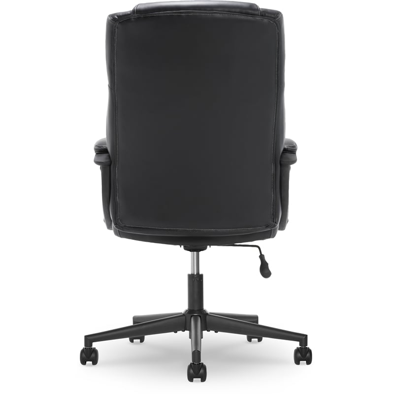 Pemberly Row Adjustable Height Modern Faux Leather Office Chair in Black