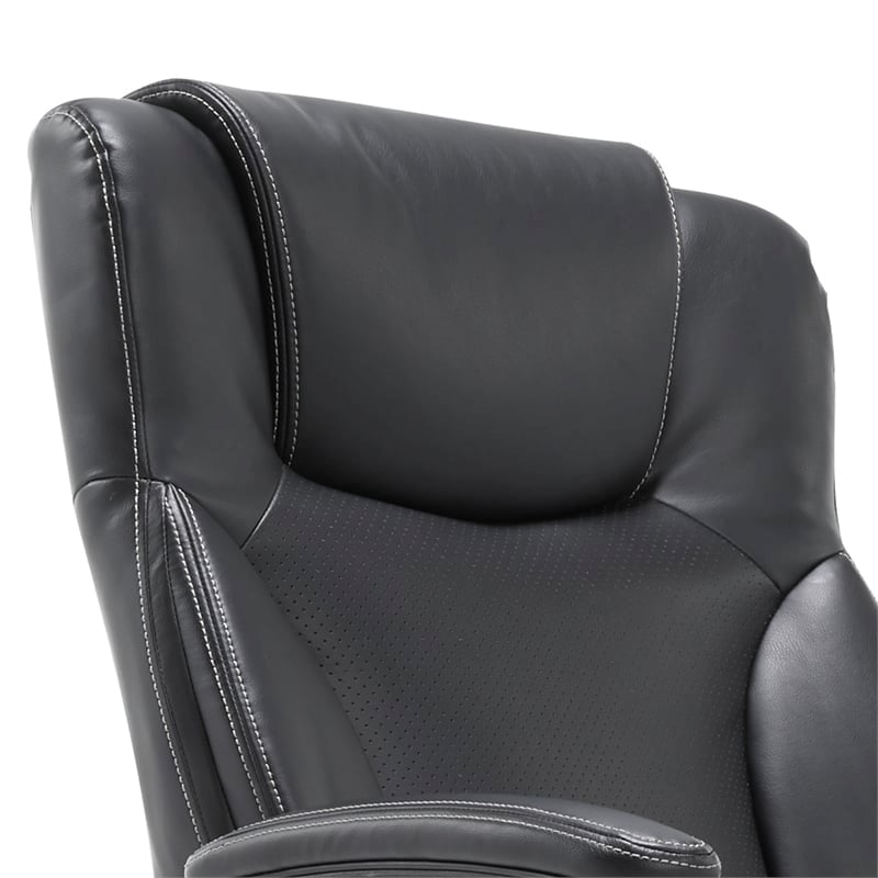 Pemberly Row Adjustable Height Modern Faux Leather Office Chair in Black