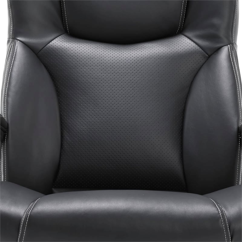 Pemberly Row Adjustable Height Modern Faux Leather Office Chair in Black