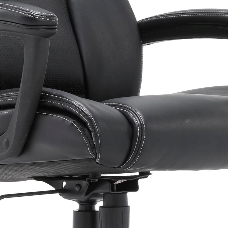 Pemberly Row Adjustable Height Modern Faux Leather Office Chair in Black