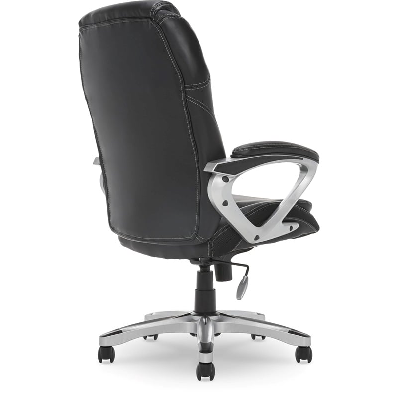 Pemberly Row Faux Leather Executive Office Chair w/ Adjustable Tilt in Black
