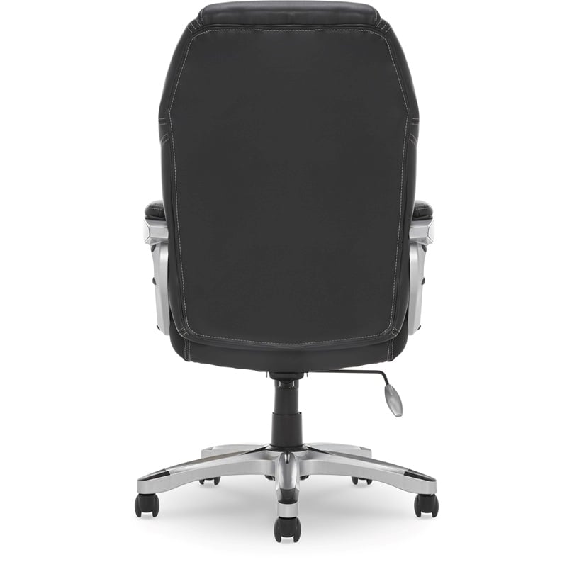 Pemberly Row Faux Leather Executive Office Chair w/ Adjustable Tilt in Black