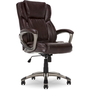 Pemberly Row Traditional Faux Leather Executive Office Chair in Brown