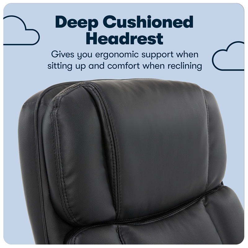 Pemberly Row Traditional Faux Leather Executive Office Chair in Black
